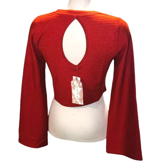Band of the Free NWT Alize Rust Long Sleeve Crop Top Sz Small Womens Orange - Picture 3 of 13